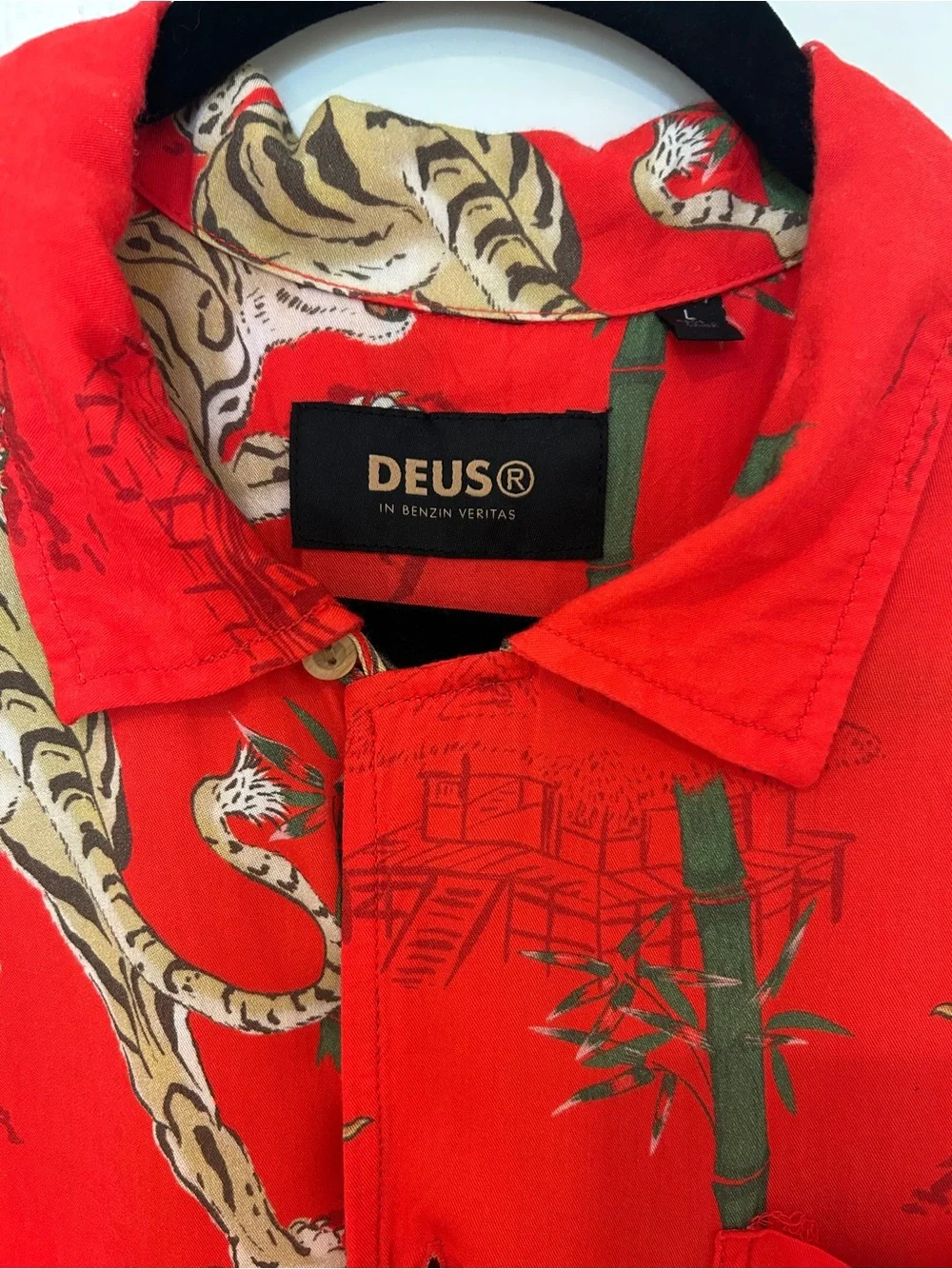 Red Tiger Print Short-Sleeve Shirt - Picture 3 of 7